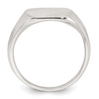Sterling Silver Polished Brushed and Grooved 15.3mm x 13.2mm Rectangle Closed Back Size 11 Mens Signet Ring