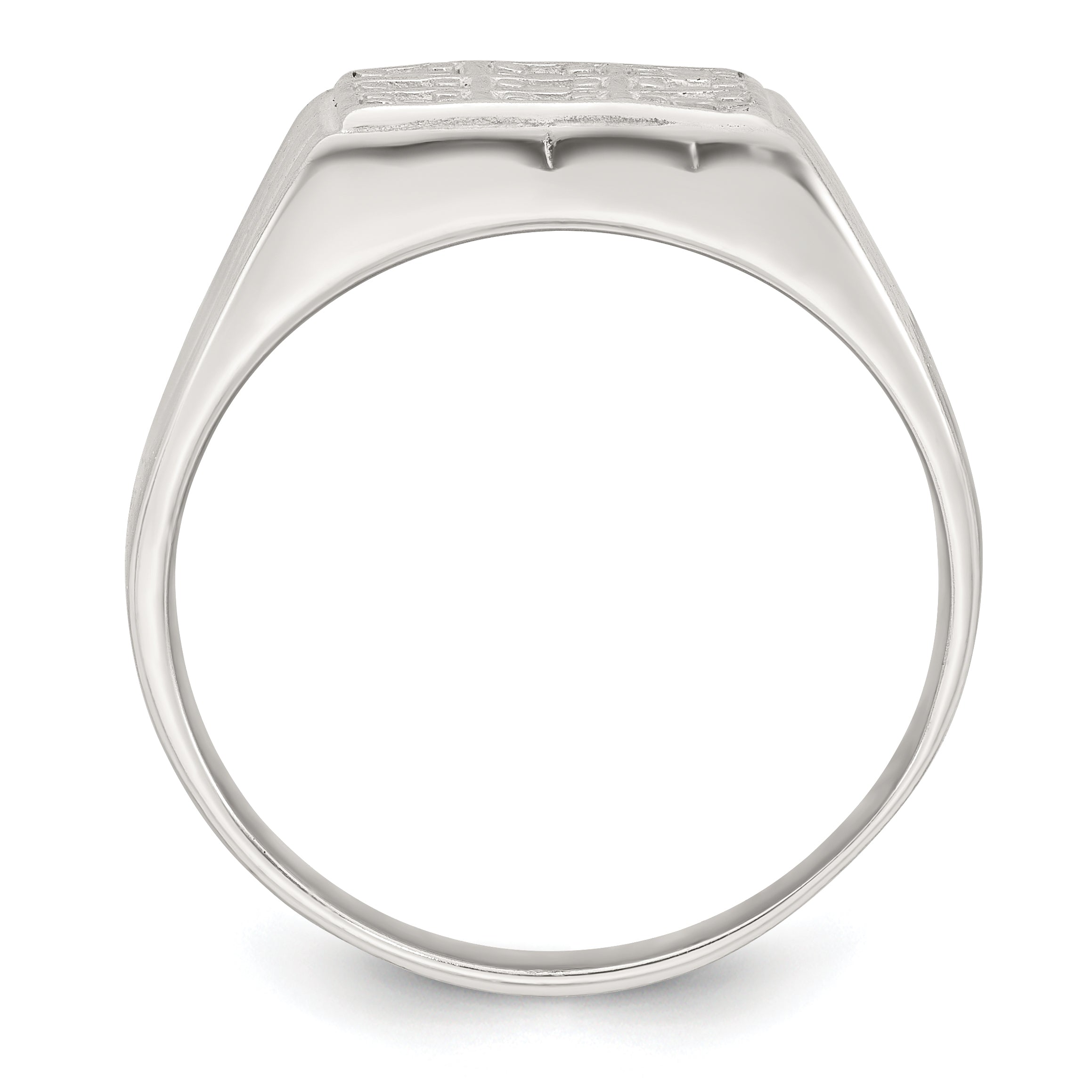 Sterling Silver Polished and Grooved White CZ Square Size 9 Mens Ring Secondary image