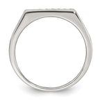 Sterling Silver Polished White CZ Rectangular Size 11 Mens Ring