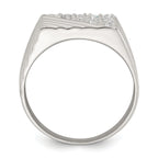 Sterling Silver Polished and Grooved White CZ Size 11 Mens Ring