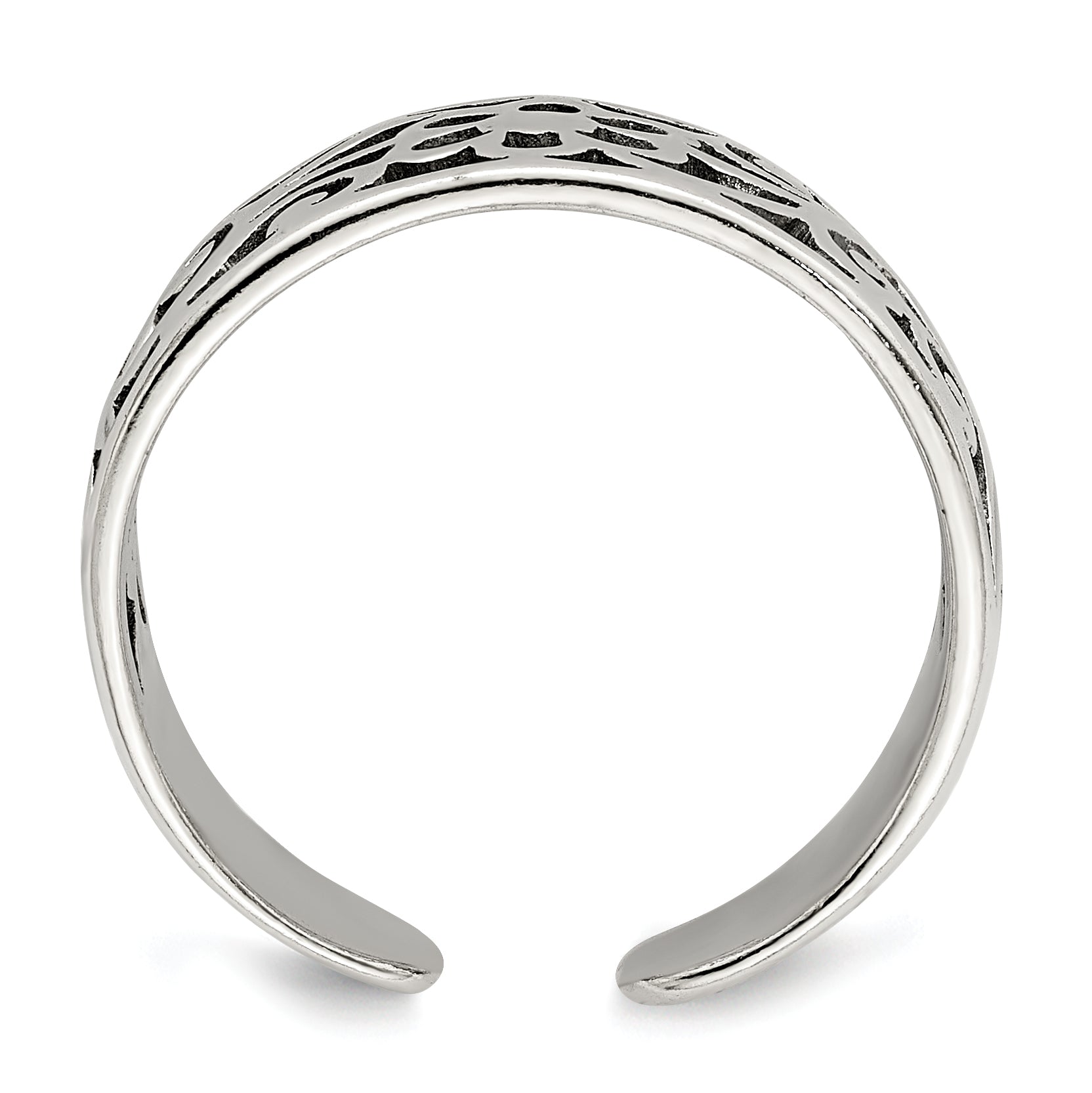 Sterling Silver Antiqued Floral Toe Ring Secondary image