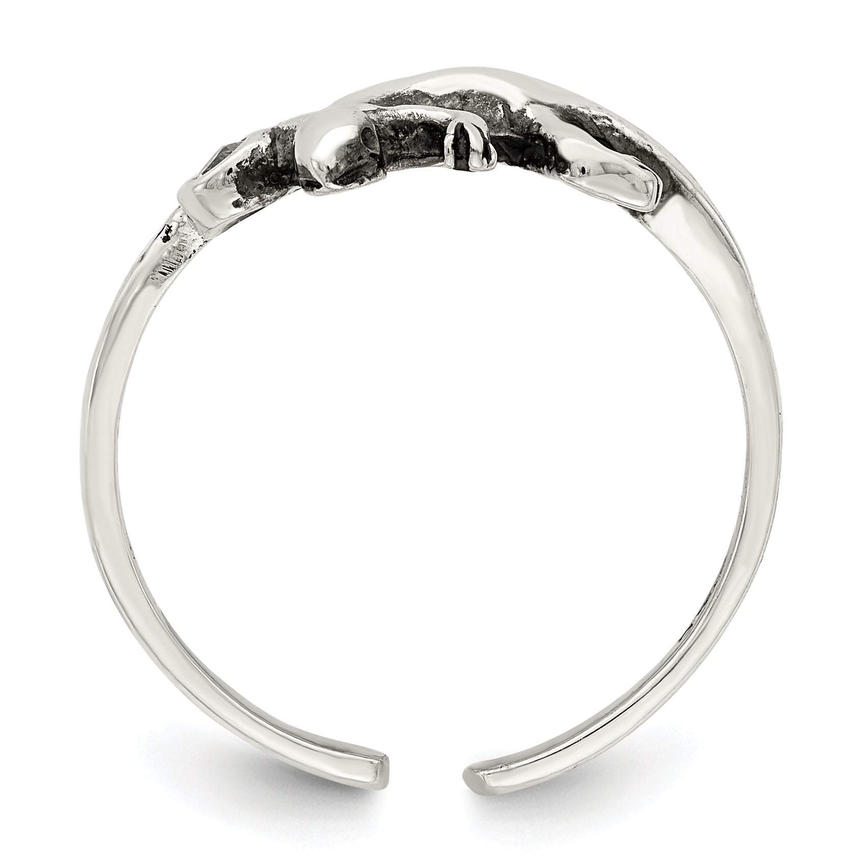 Sterling Silver Antiqued Lizard CZ Toe Ring Secondary image