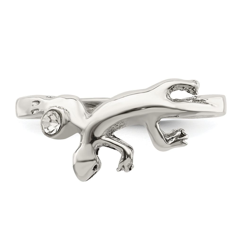 Sterling Silver Antiqued Lizard CZ Toe Ring
