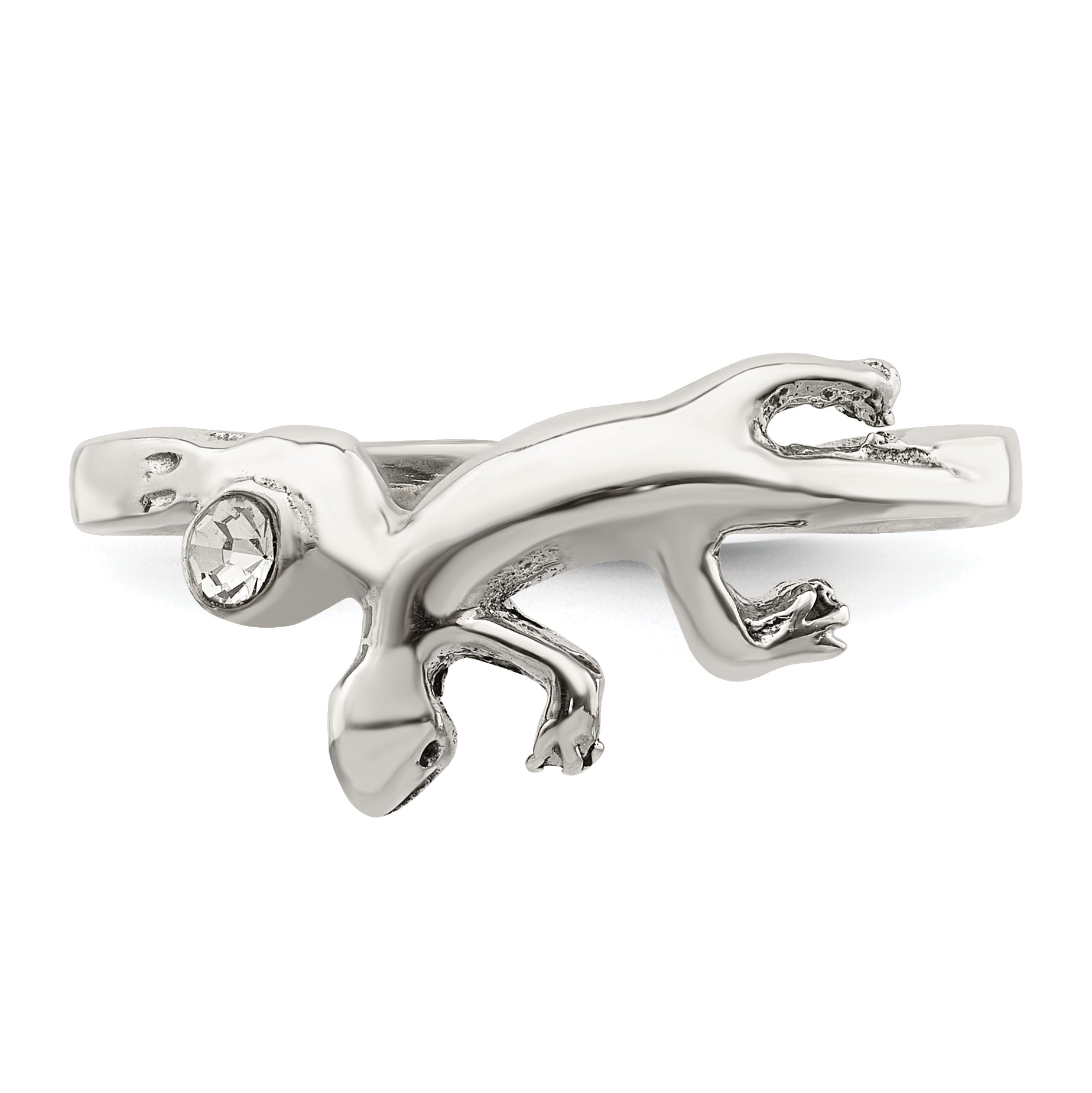 Sterling Silver Antiqued Lizard CZ Toe Ring