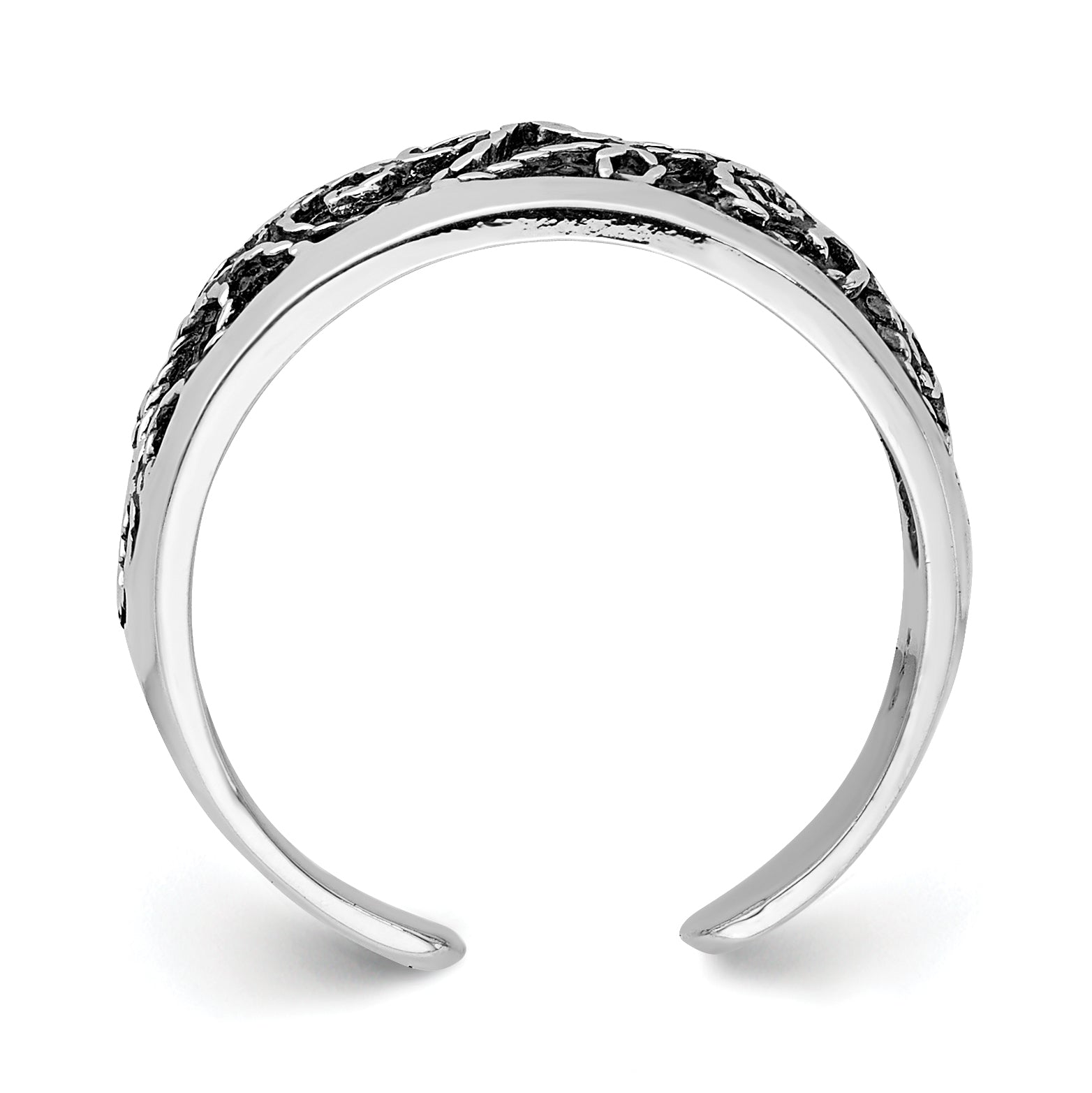 Sterling Silver Antiqued Floral Toe Ring Secondary image