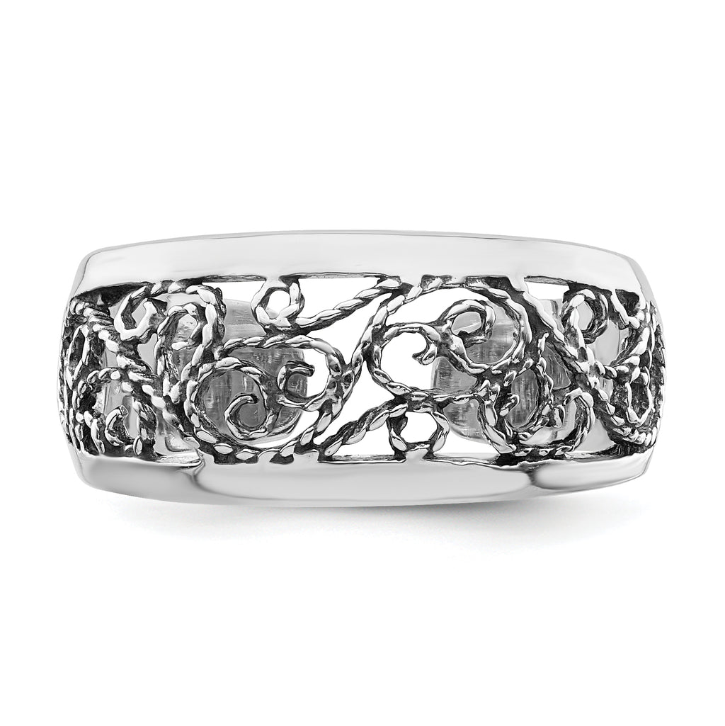 Sterling Silver Antiqued Floral Toe Ring