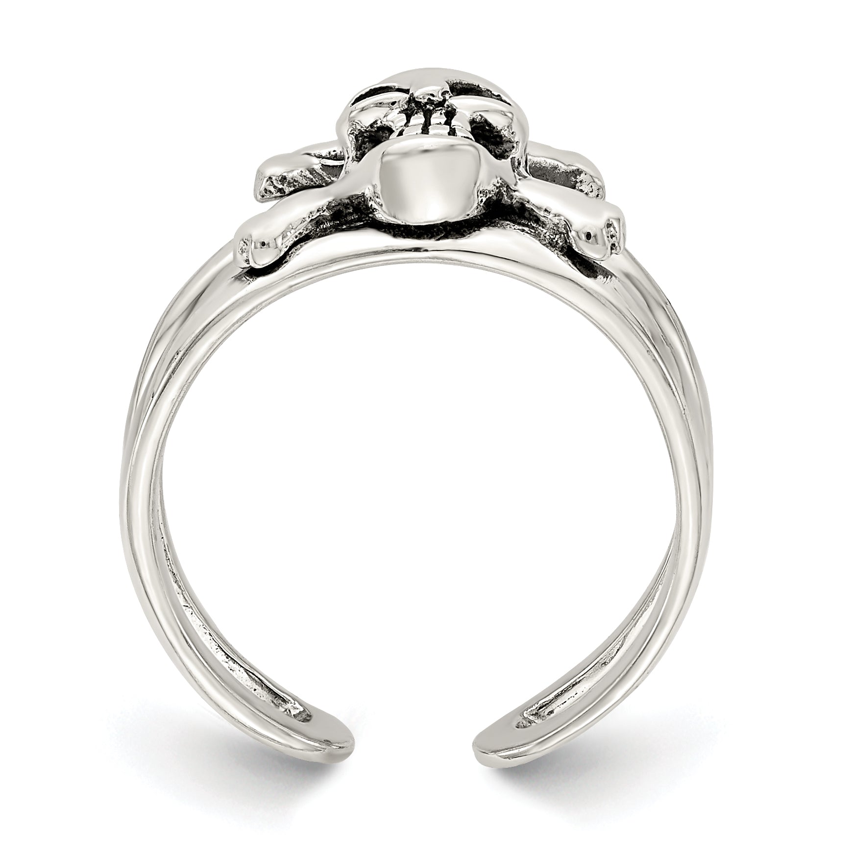 Sterling Silver Antiqued Skull Toe Ring Secondary image