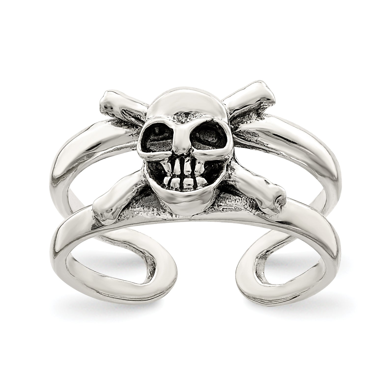Sterling Silver Antiqued Skull Toe Ring Main image
