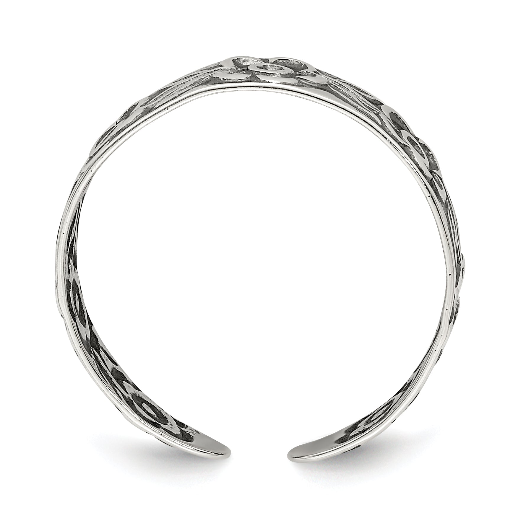 Sterling Silver Antiqued Flowers Toe Ring Secondary image