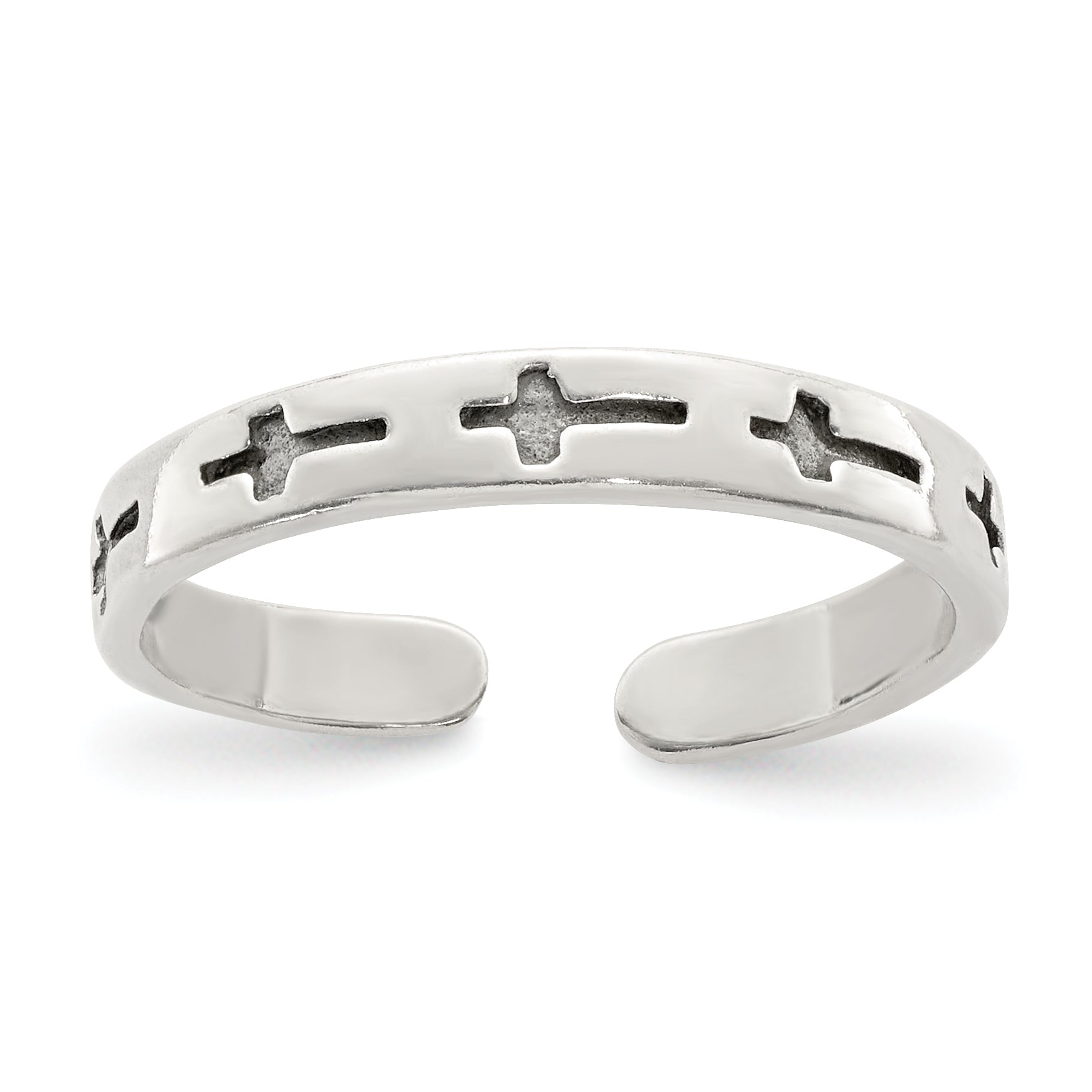 Sterling Silver Antiqued Crosses Toe Ring Main image