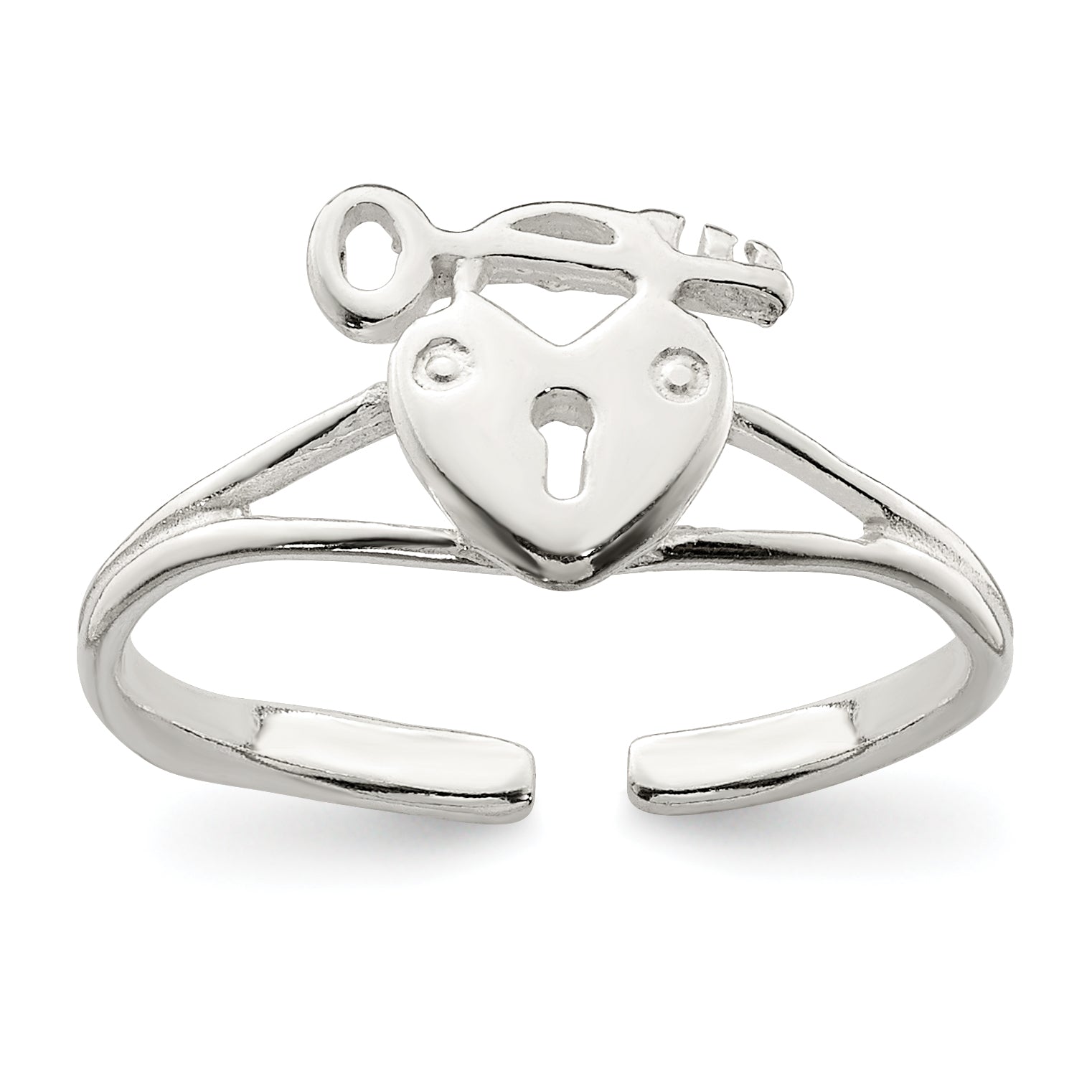 Sterling Silver Heart Lock & Key Toe Ring Main image