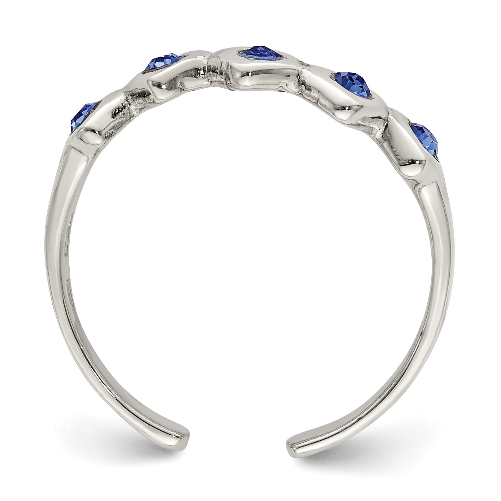 Sterling Silver Blue CZ Heart Toe Ring Secondary image