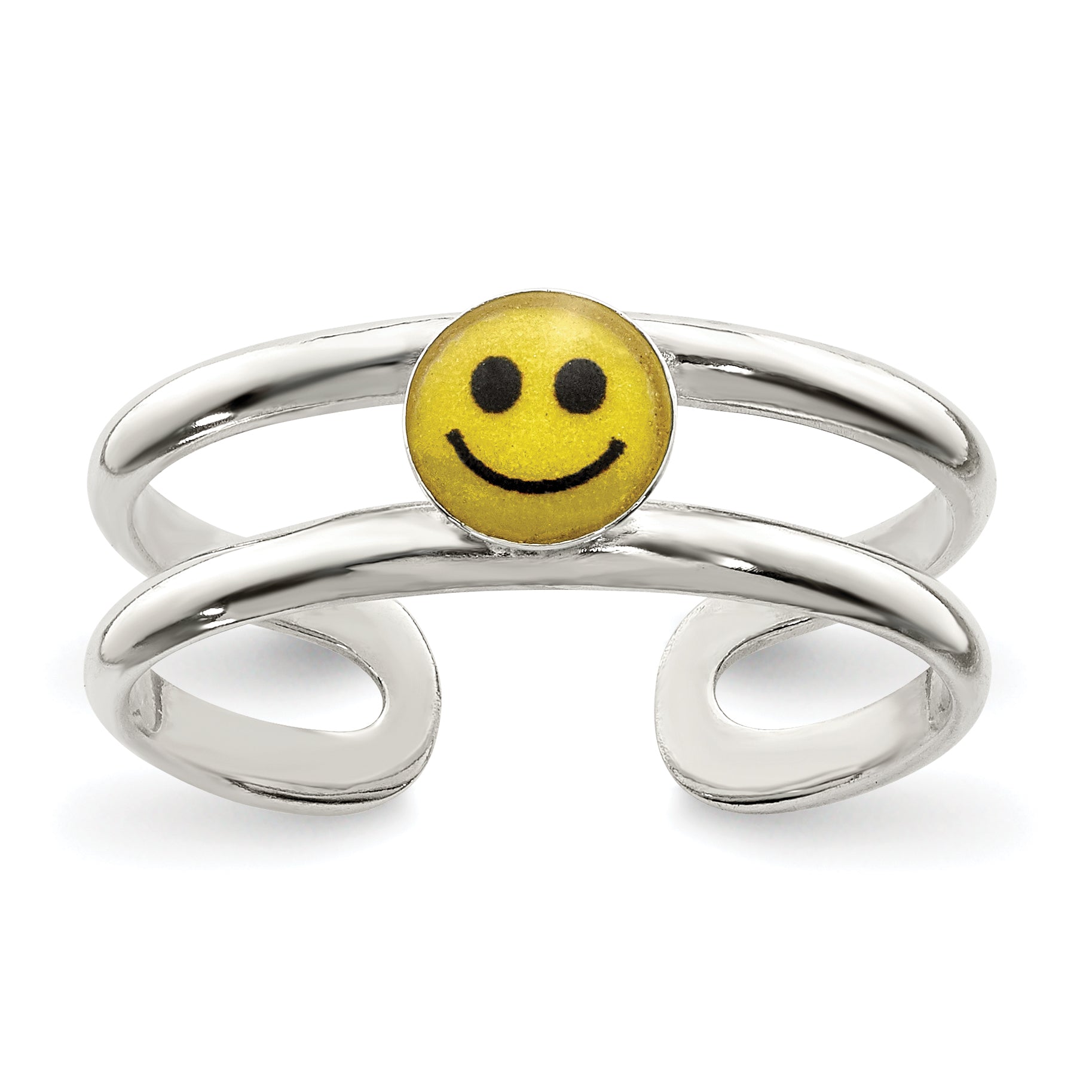 Sterling Silver Yellow & Black Enameled Smiley Toe Ring Main image