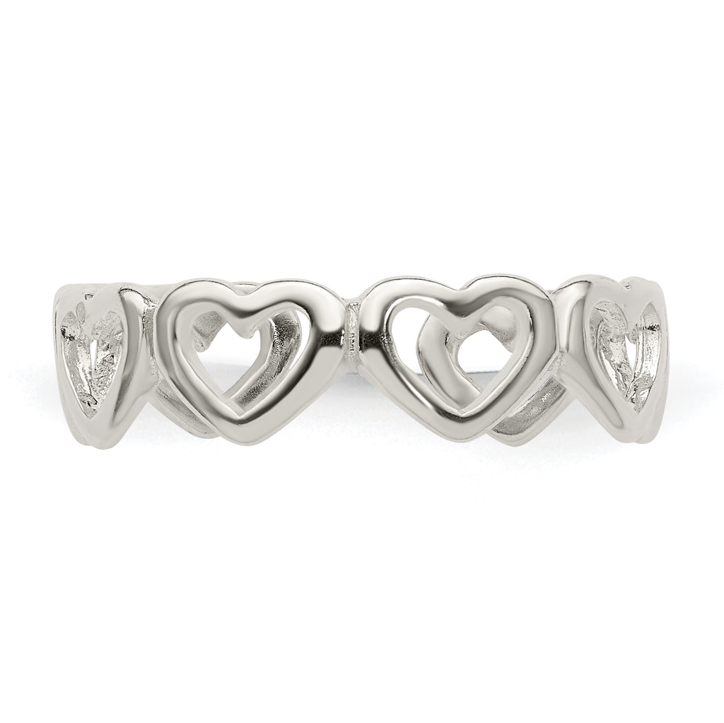 Sterling Silver Cut-out Hearts Toe Ring