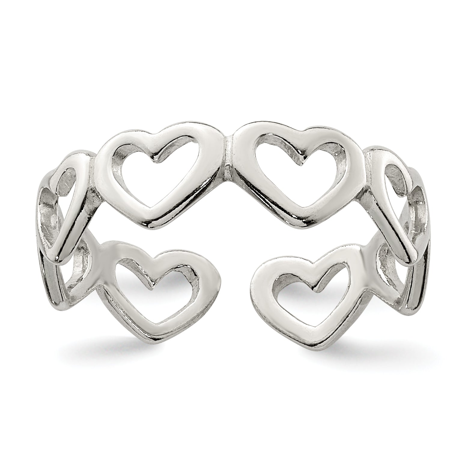 Sterling Silver Cut-out Hearts Toe Ring Main image
