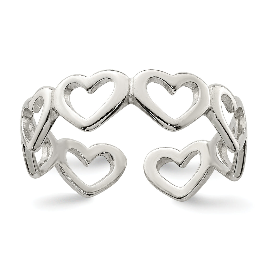 Sterling Silver Cut-out Hearts Toe Ring