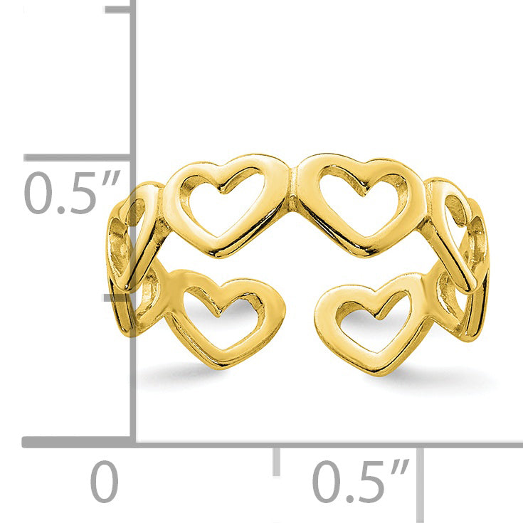 Sterling Silver Gold-tone Cut-out Hearts Toe Ring Secondary image