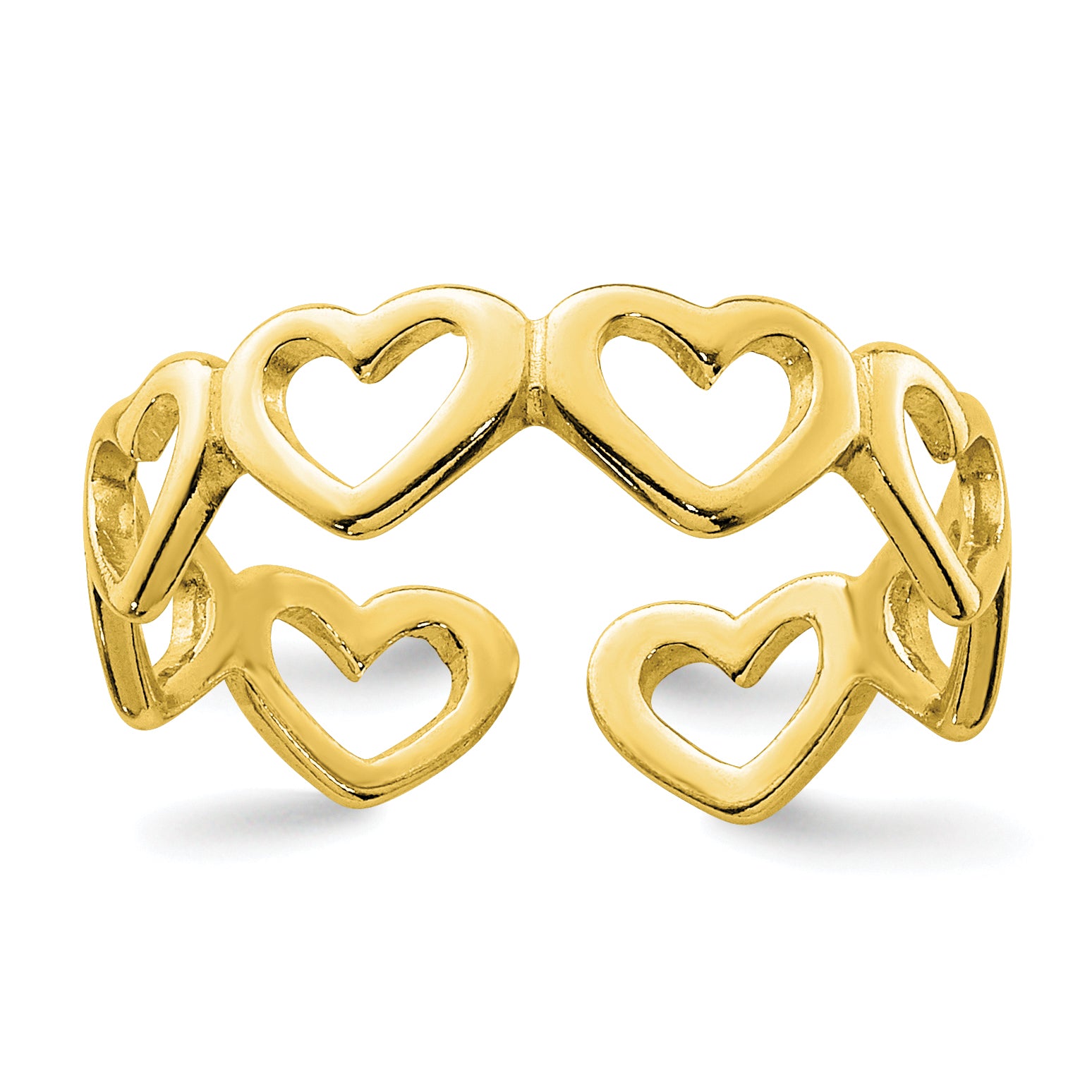 Sterling Silver Gold-tone Cut-out Hearts Toe Ring Main image