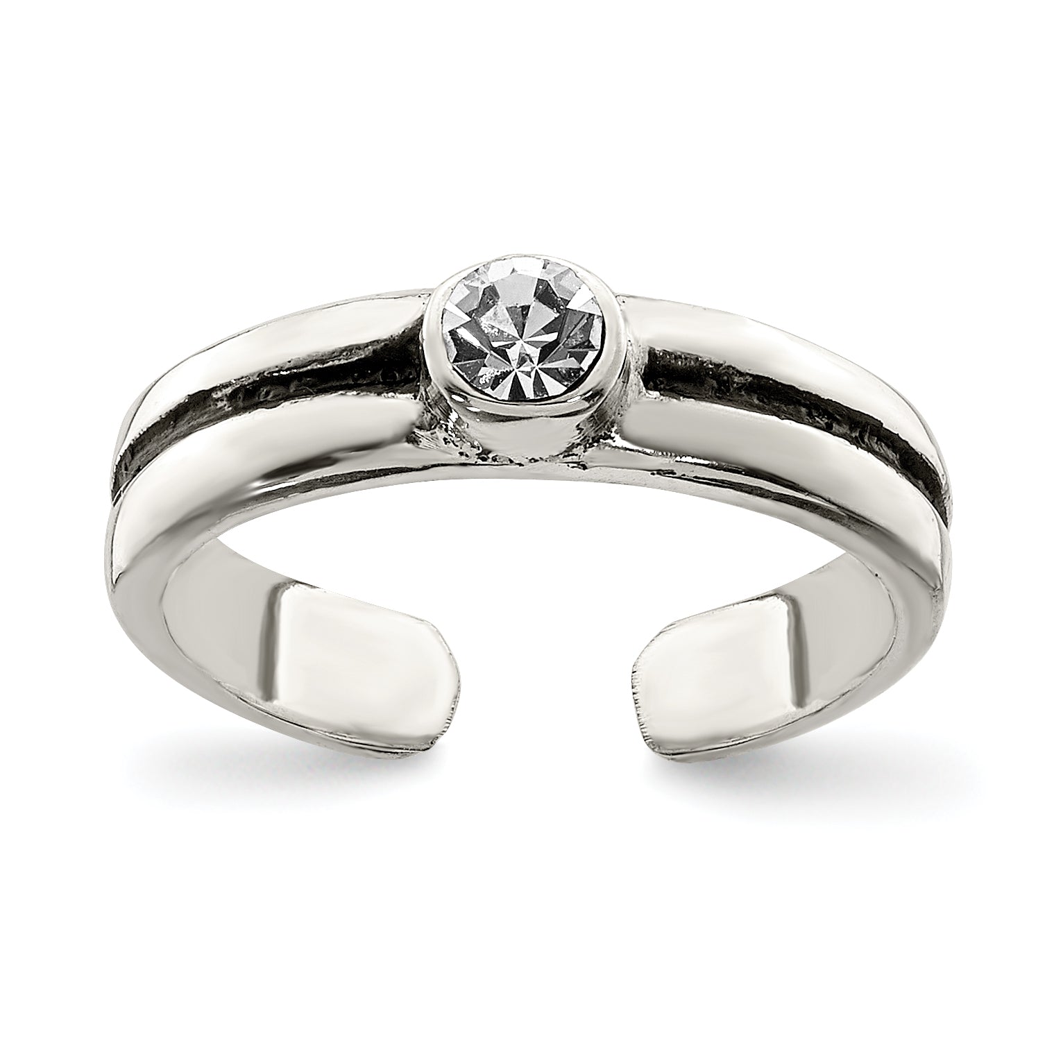 Sterling Silver CZ Antiqued Toe Ring Main image
