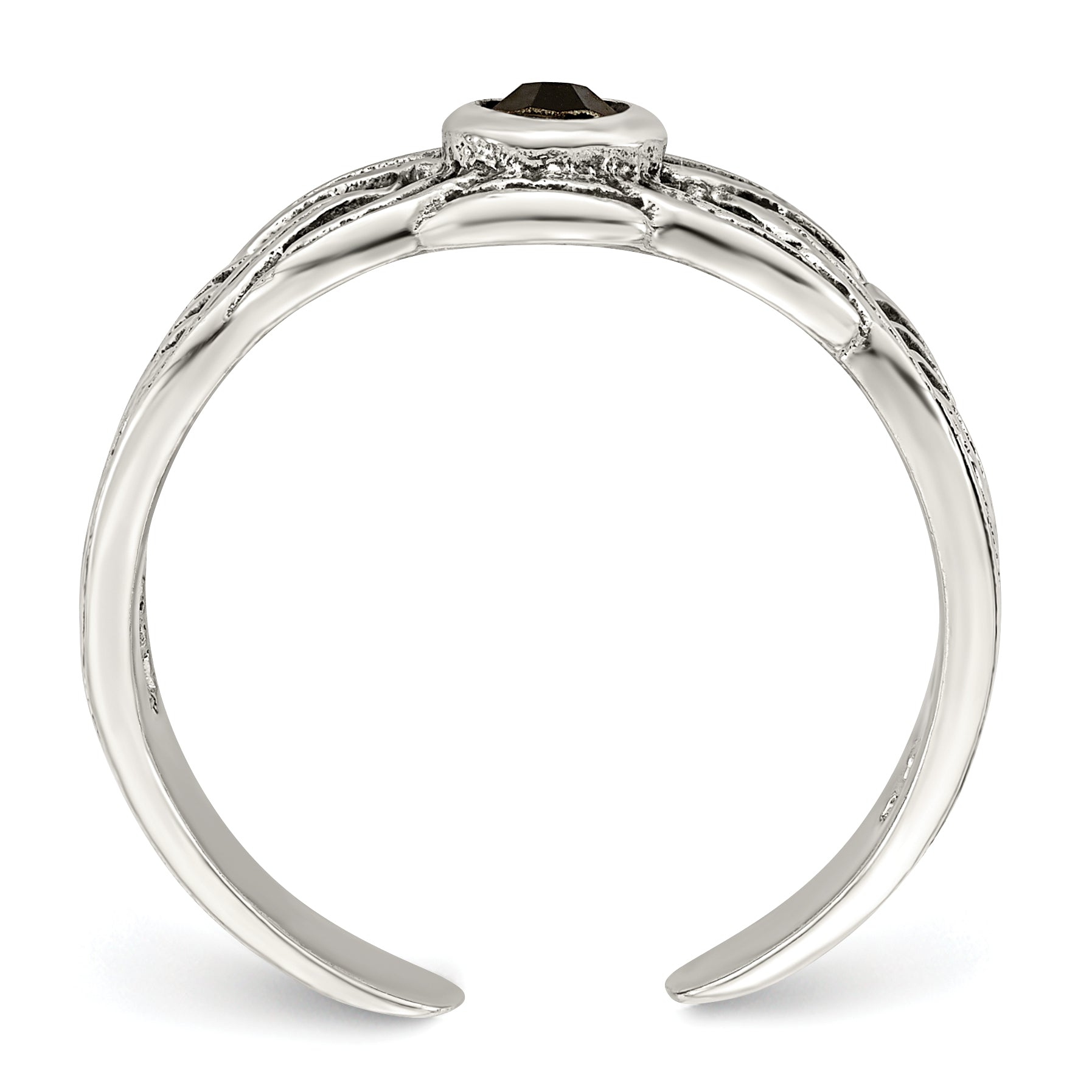 Sterling Silver Antiqued black CZ Toe Ring Secondary image