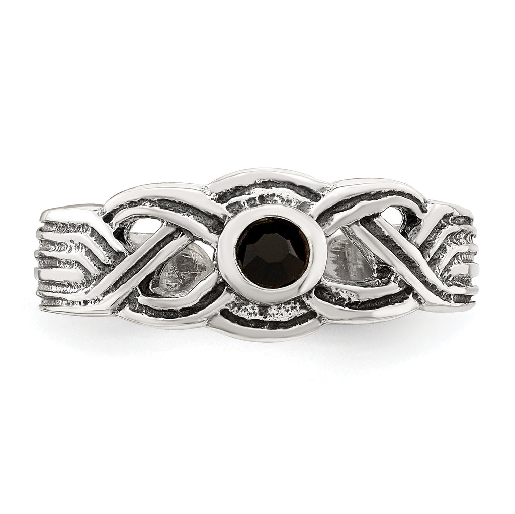 Sterling Silver Antiqued black CZ Toe Ring