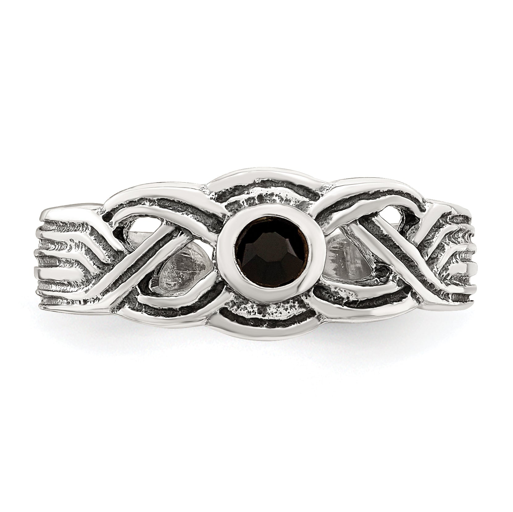 Sterling Silver Antiqued black CZ Toe Ring