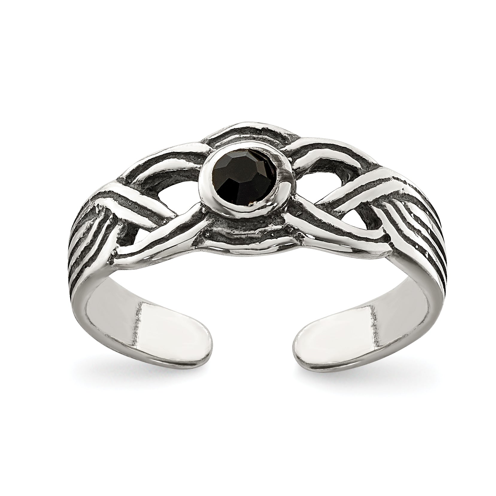 Sterling Silver Antiqued black CZ Toe Ring Main image