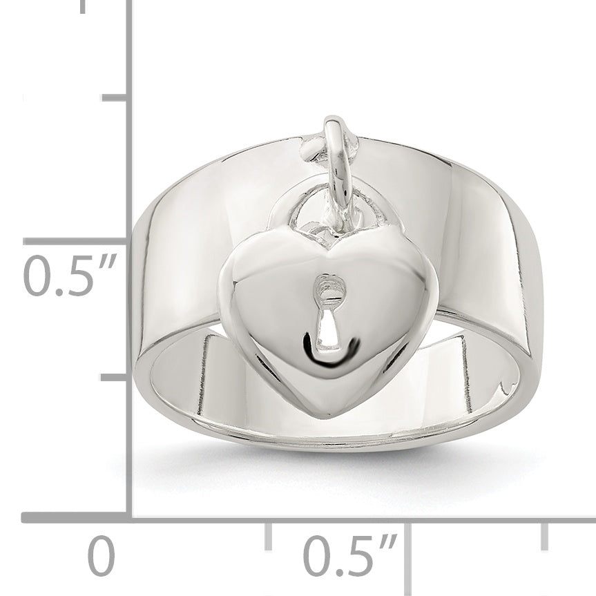 Sterling Silver Dangle Lock Ring