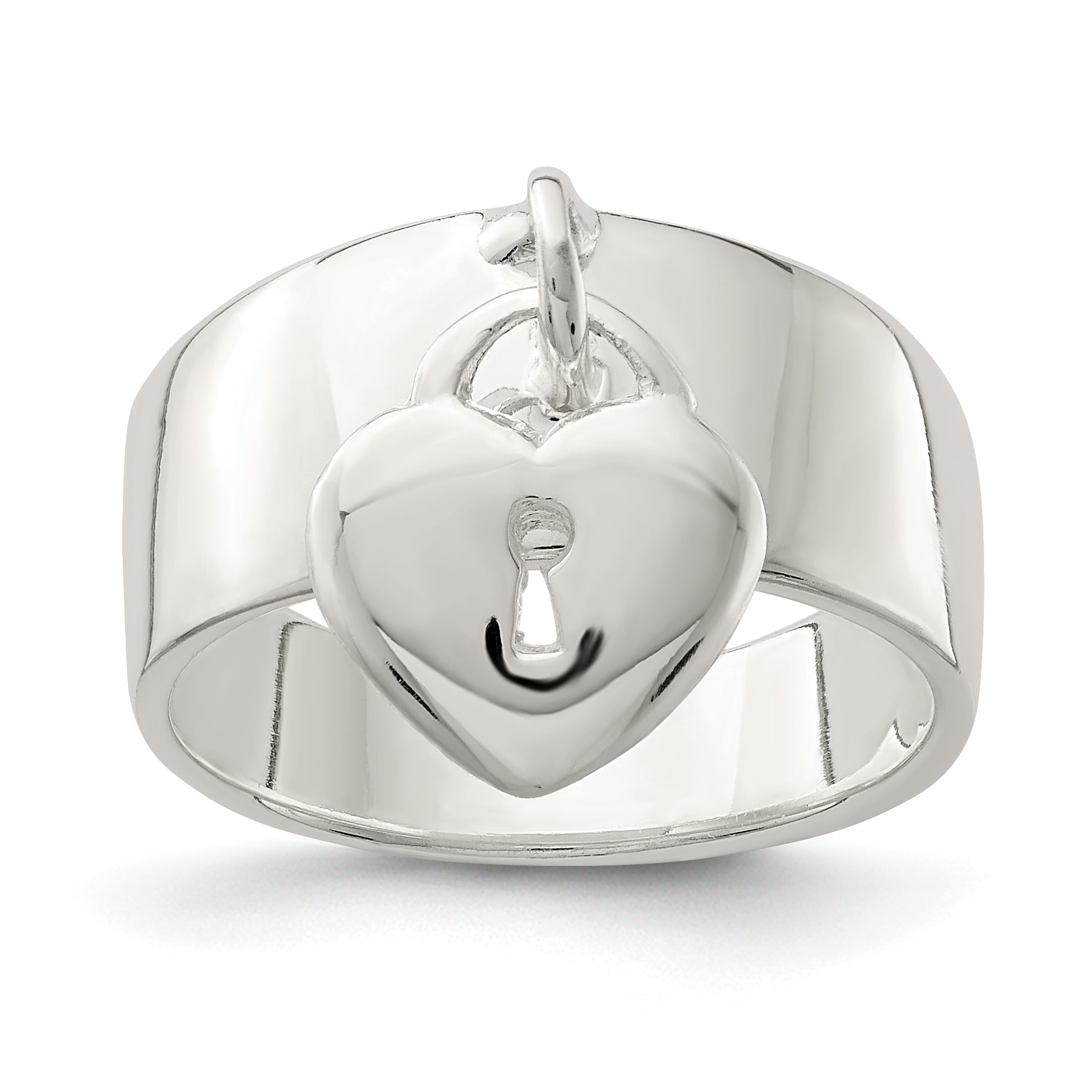 Sterling Silver Dangle Lock Ring Main image