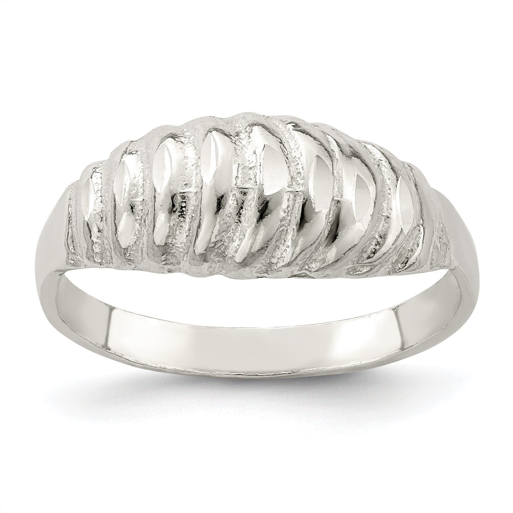 Sterling Silver Diamond-cut Domed Ring Main image