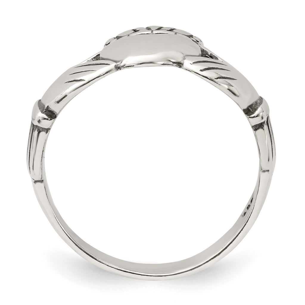 Sterling Silver Antiqued Claddagh Ring