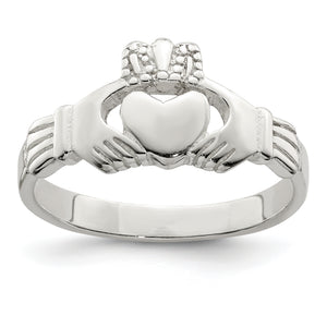 Claddagh Ring in Sterling Silver with Filigree Crown, Size 6–8 - Sophia Jewelers