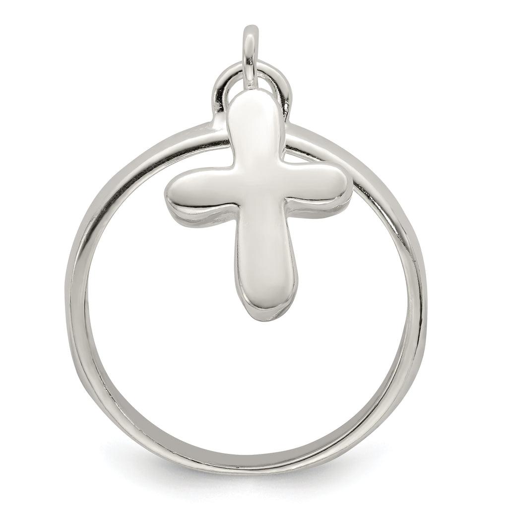 Sterling Silver Solid Cross Dangle Ring