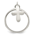 Sterling Silver Solid Cross Dangle Ring