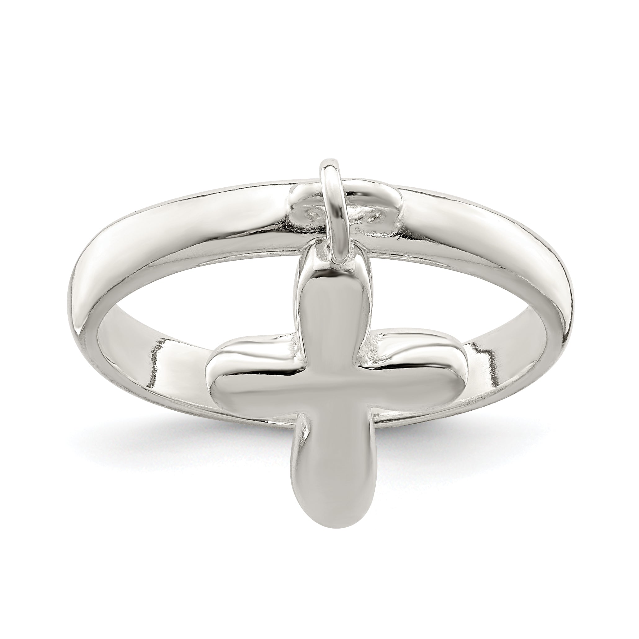 Sterling Silver Solid Cross Dangle Ring Main image