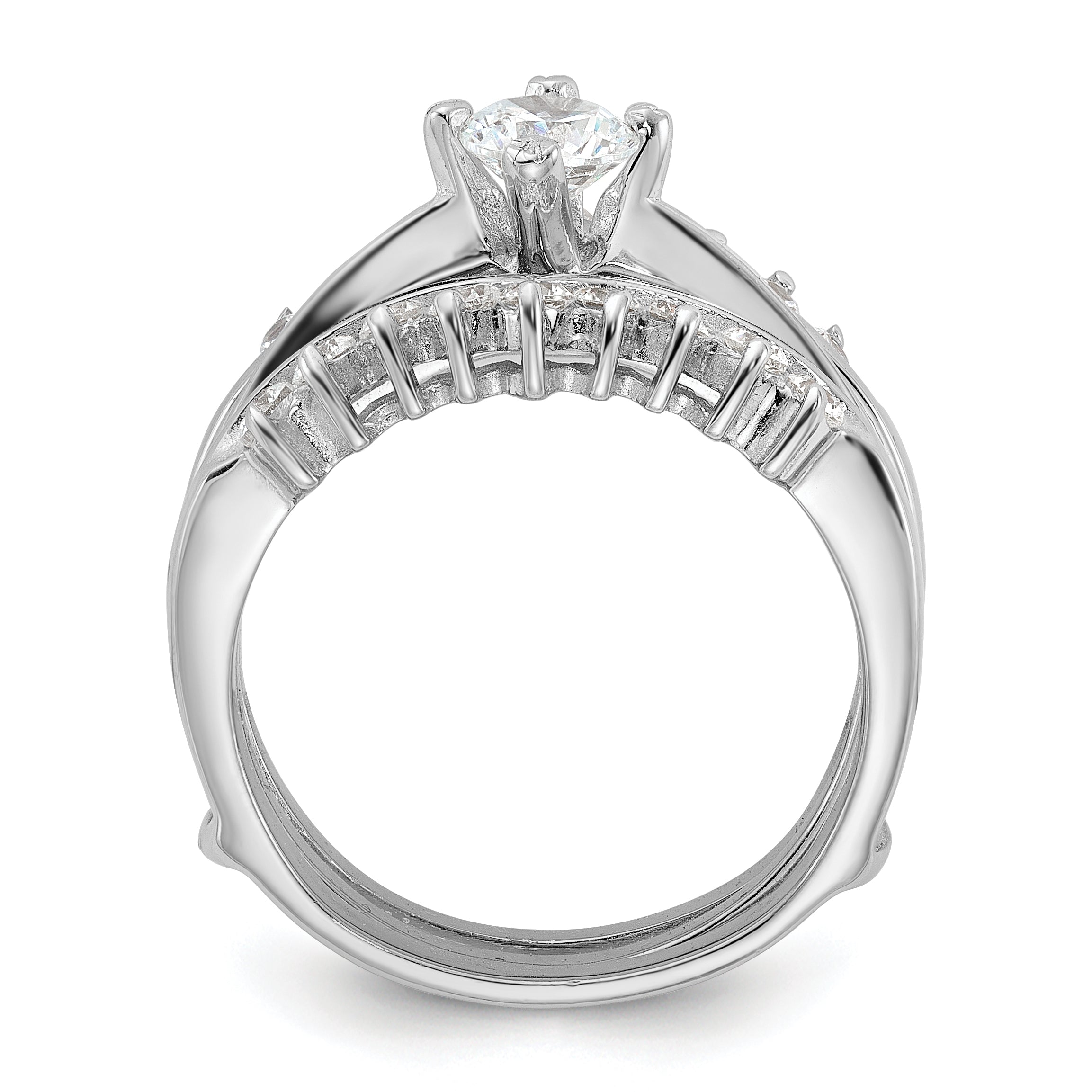 Sterling Silver Rhodium-Plated Cubic Zirconi Ring Set Secondary image