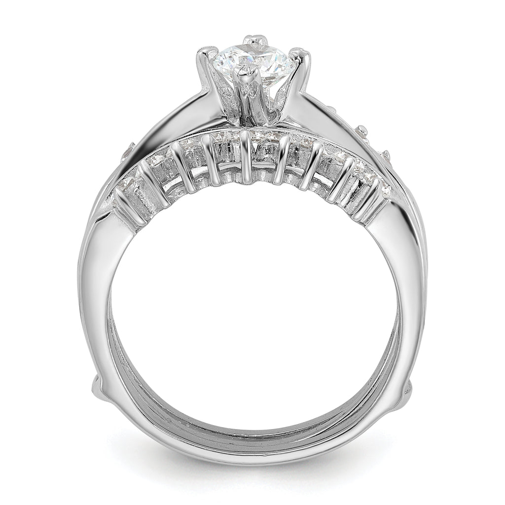 Sterling Silver Rhodium-Plated Cubic Zirconi Ring Set