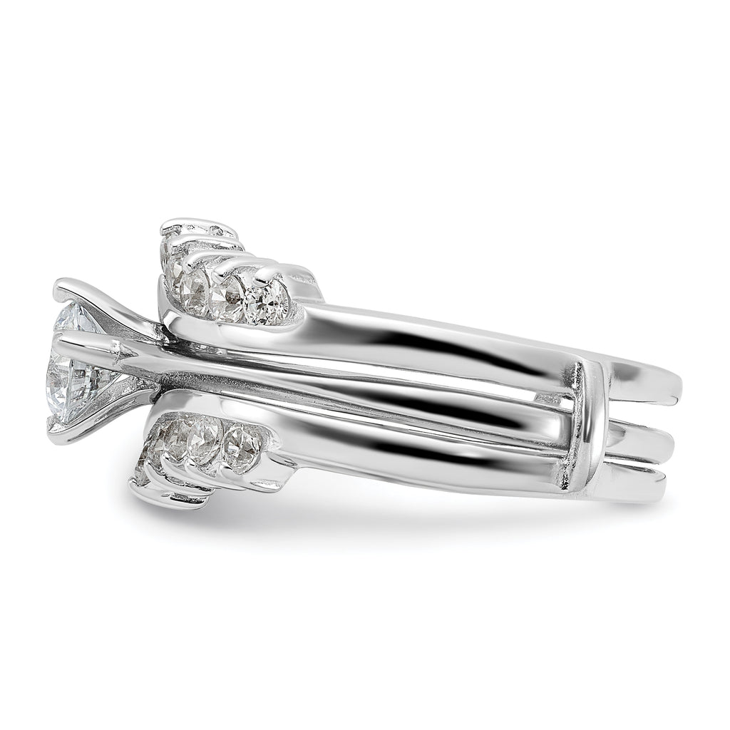 Sterling Silver Rhodium-Plated Cubic Zirconi Ring Set
