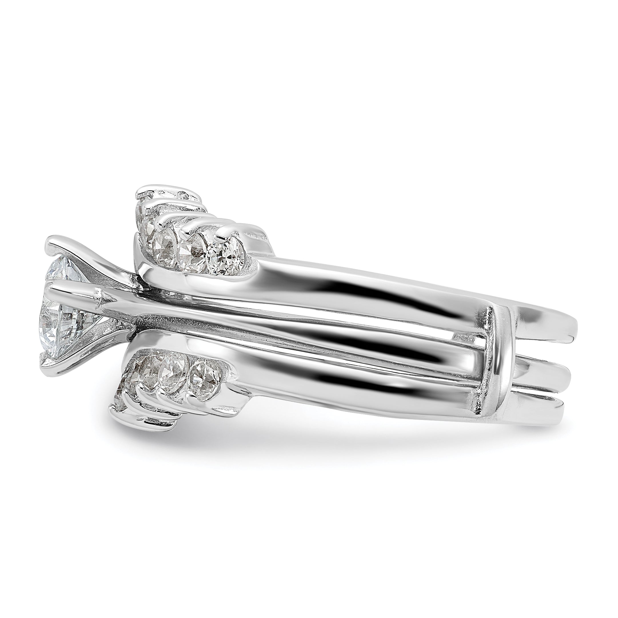 Sterling Silver Rhodium-Plated Cubic Zirconi Ring Set
