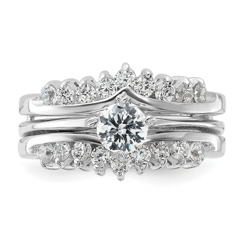 Round Cubic Zirconia Ring Set in Sterling Silver - Sophia Jewelers