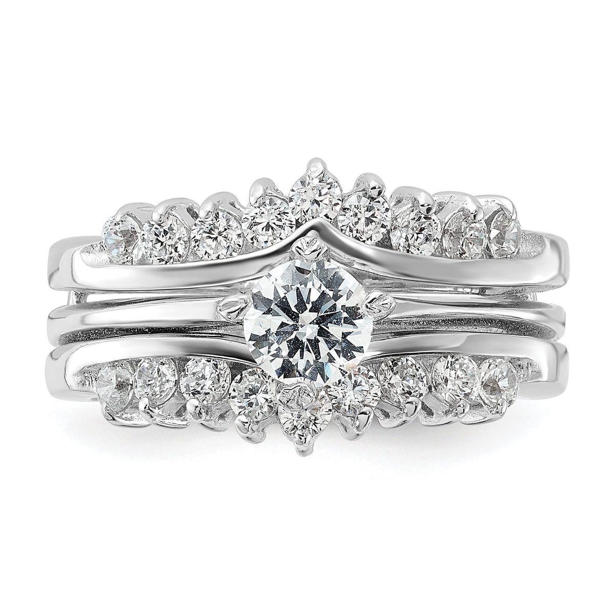 Round Cubic Zirconia Ring Set in Sterling Silver - Sophia Jewelers