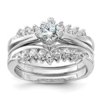 Sterling Silver Rhodium-Plated Cubic Zirconi Ring Set
