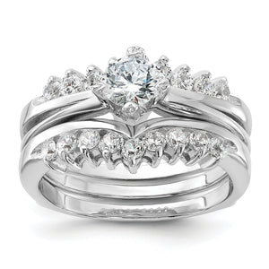 Round Cubic Zirconia Ring Set in Sterling Silver - Sophia Jewelers