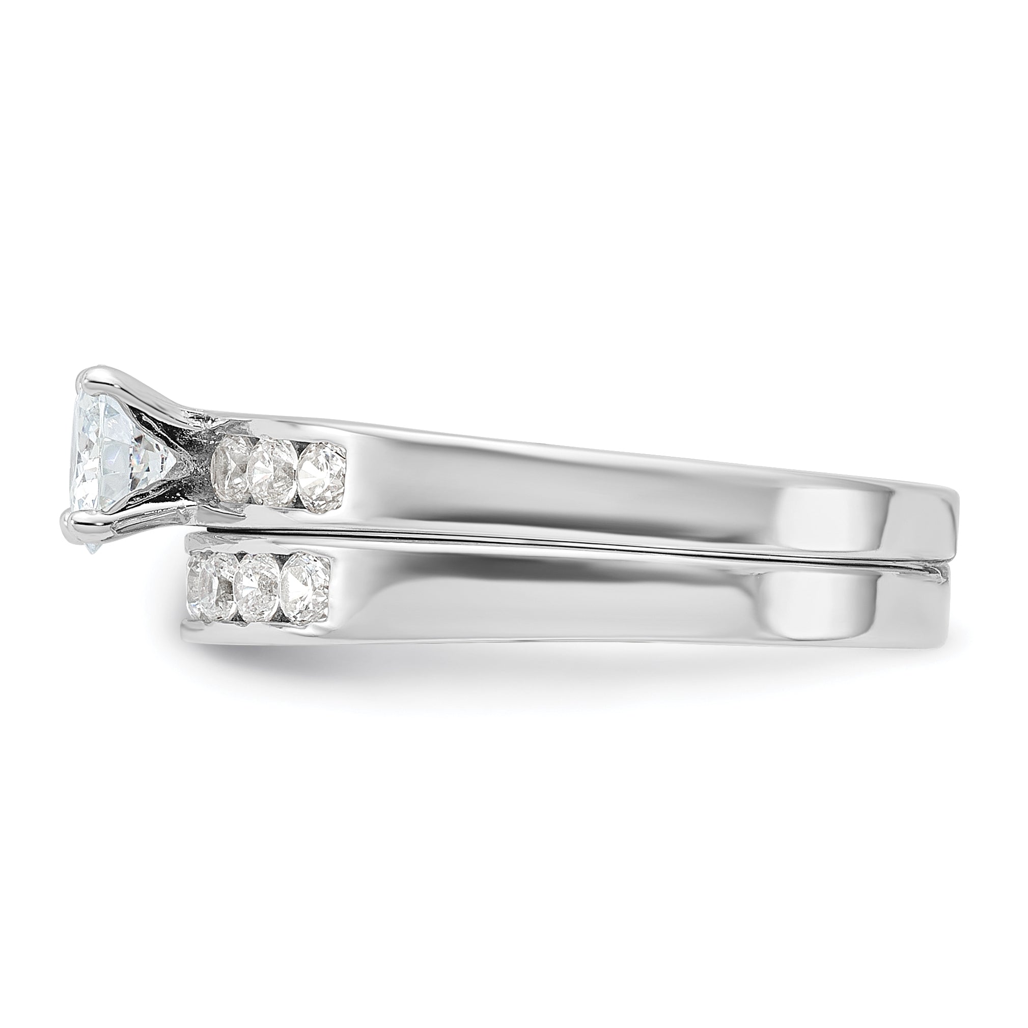 Sterling Silver Rhodium-Plated Cubic Zirconi Ring Set