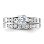 Sterling Silver Rhodium-Plated Cubic Zirconi Ring Set