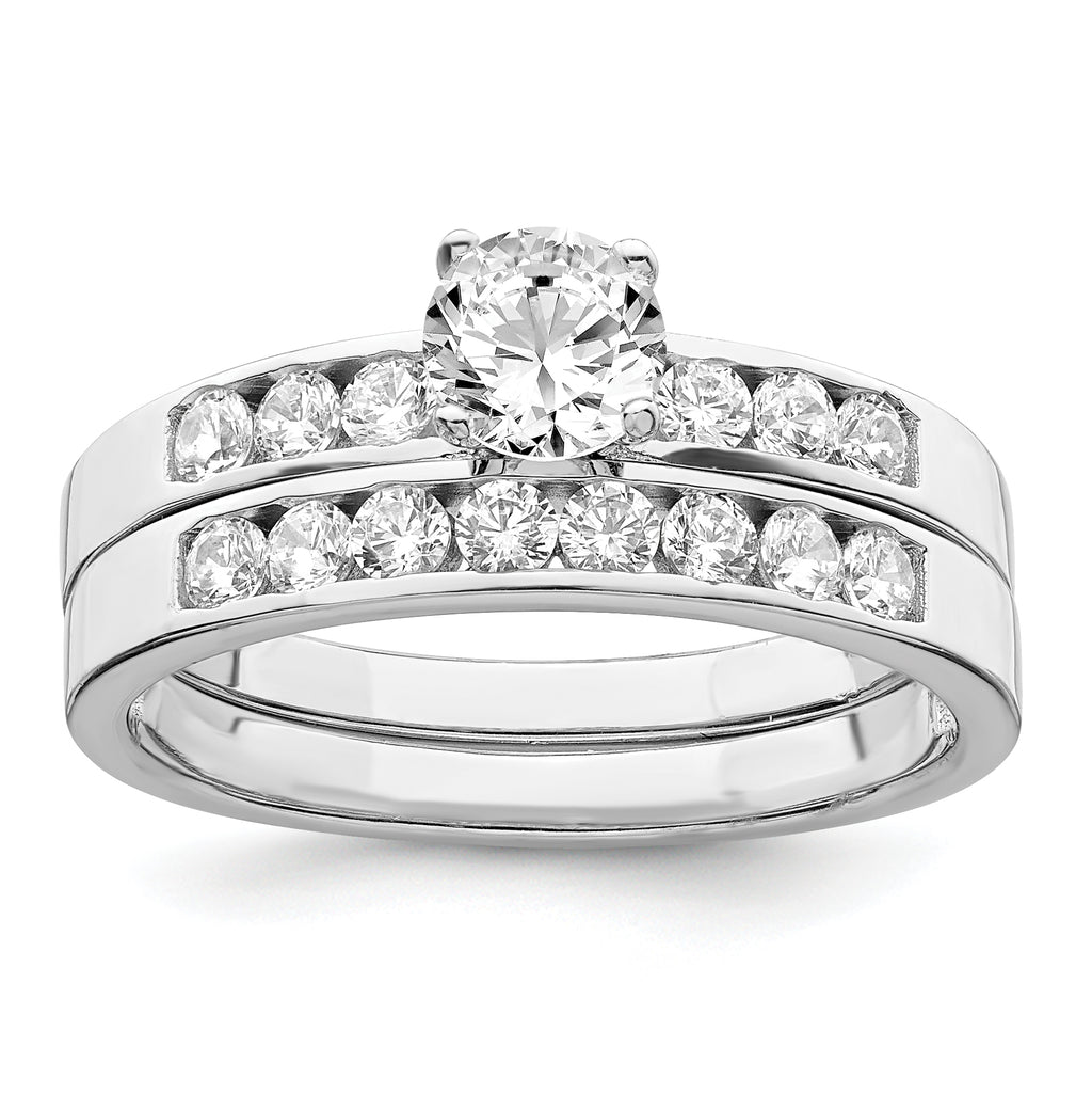 Sterling Silver Rhodium-Plated Cubic Zirconi Ring Set