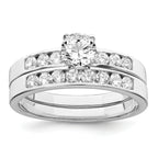 Sterling Silver Rhodium-Plated Cubic Zirconi Ring Set