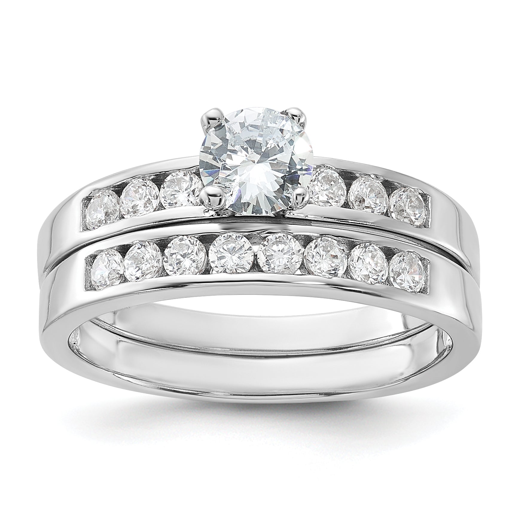 Sterling Silver Rhodium-Plated Cubic Zirconi Ring Set Main image