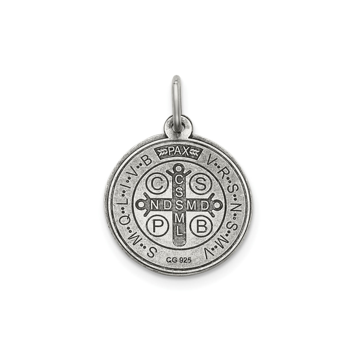 Antique Round St. Benedict Medal in Sterling Silver - Sophia Jewelers