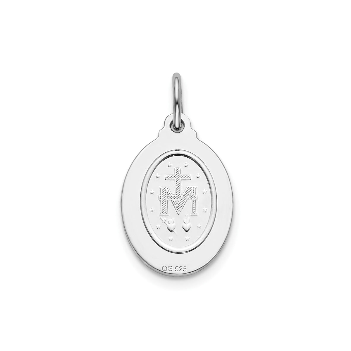 Oval Milagrosa Medal in Sterling Silver, 15x11.5mm - Sophia Jewelers